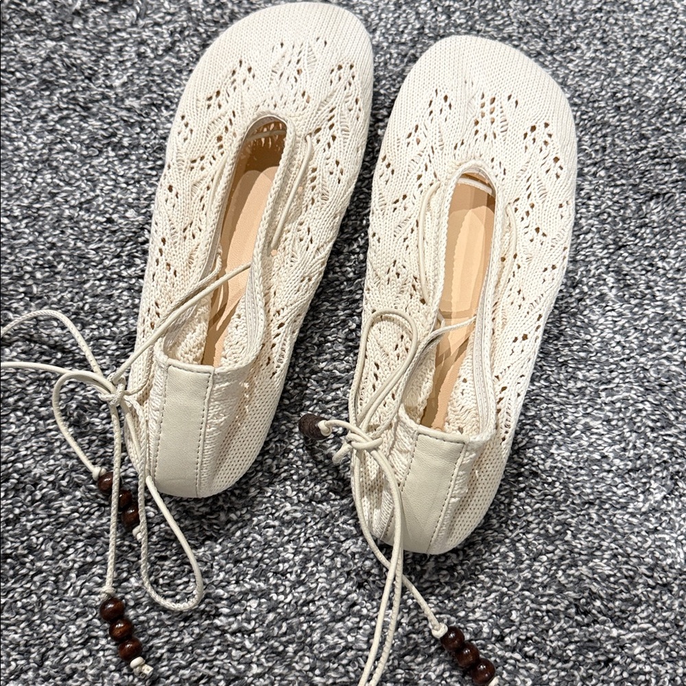 ALOHAS Rosemary Crochet Cream Espadrilles